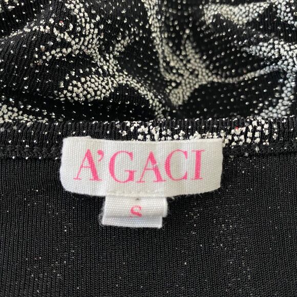 A-gaci Whimsygoth Vintage 90s Made in USA Glitter Wrap Top Deep V-neck Blouse S - Picture 8 of 9